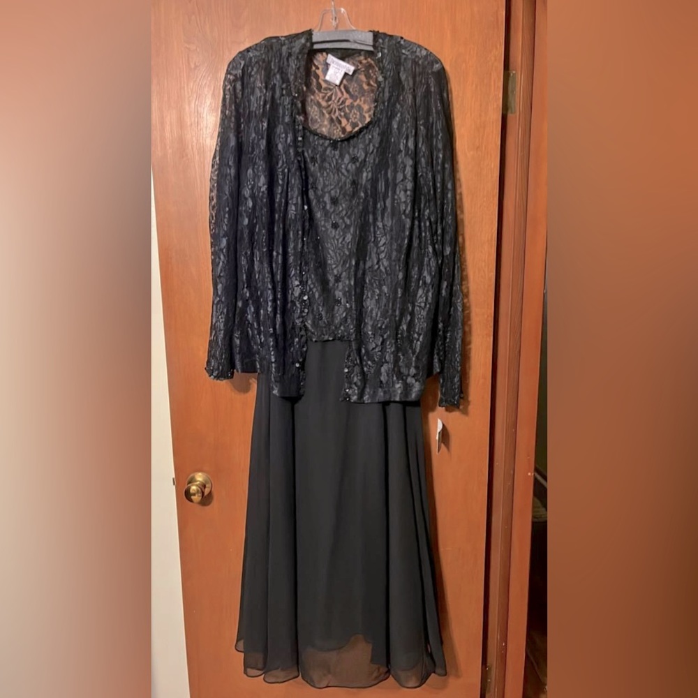 NWT, Roaman’s black formal dress with lace cardigan - women’s 22.